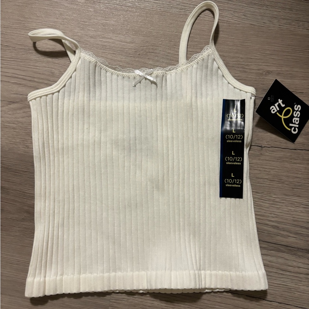 Art Class Cream Ribbed Camisole